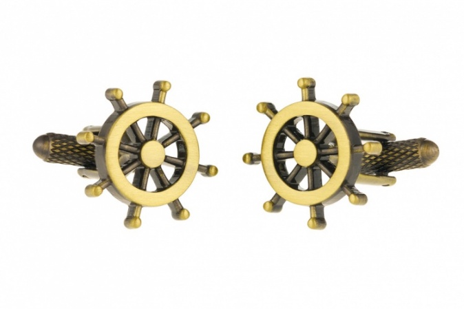 Burnished Gold Colour Ships Wheel Cufflinks
